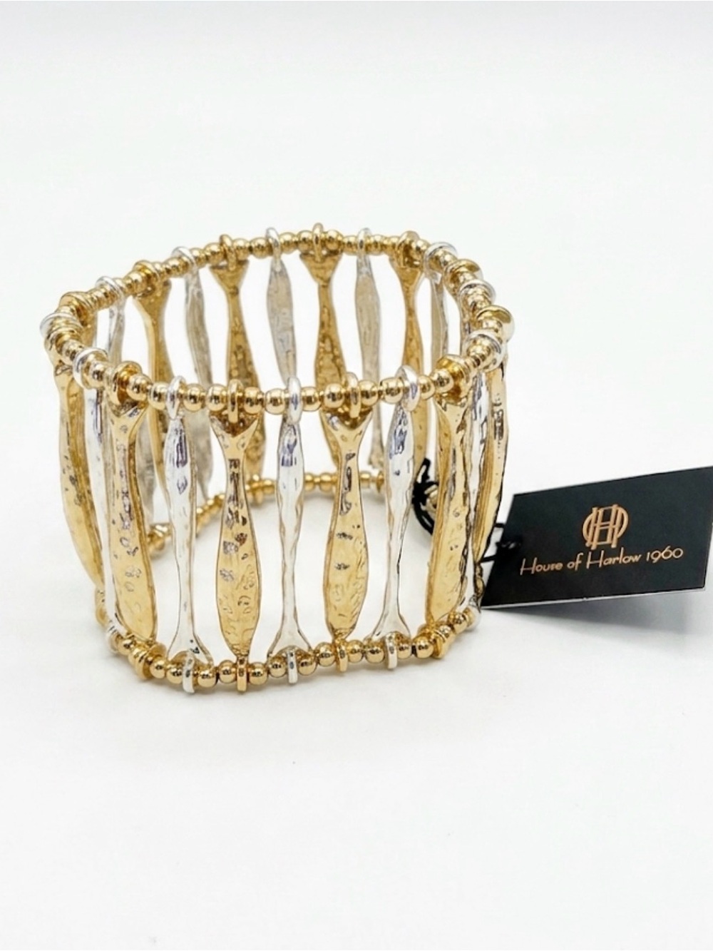 NWT ⚜️👑⚜️ House of Harlow 1960 Fish Shaped Gold and Silver Cuff Bracelet